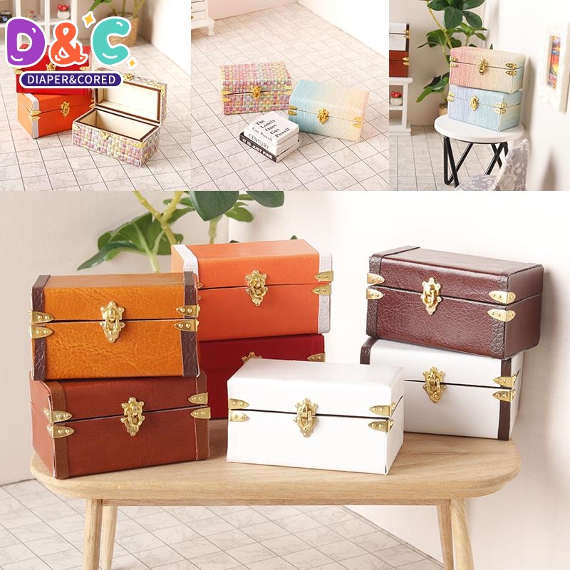 Model Kit Vintage - 1:12 Dollhouse Miniature Suitcase Vintage Leather