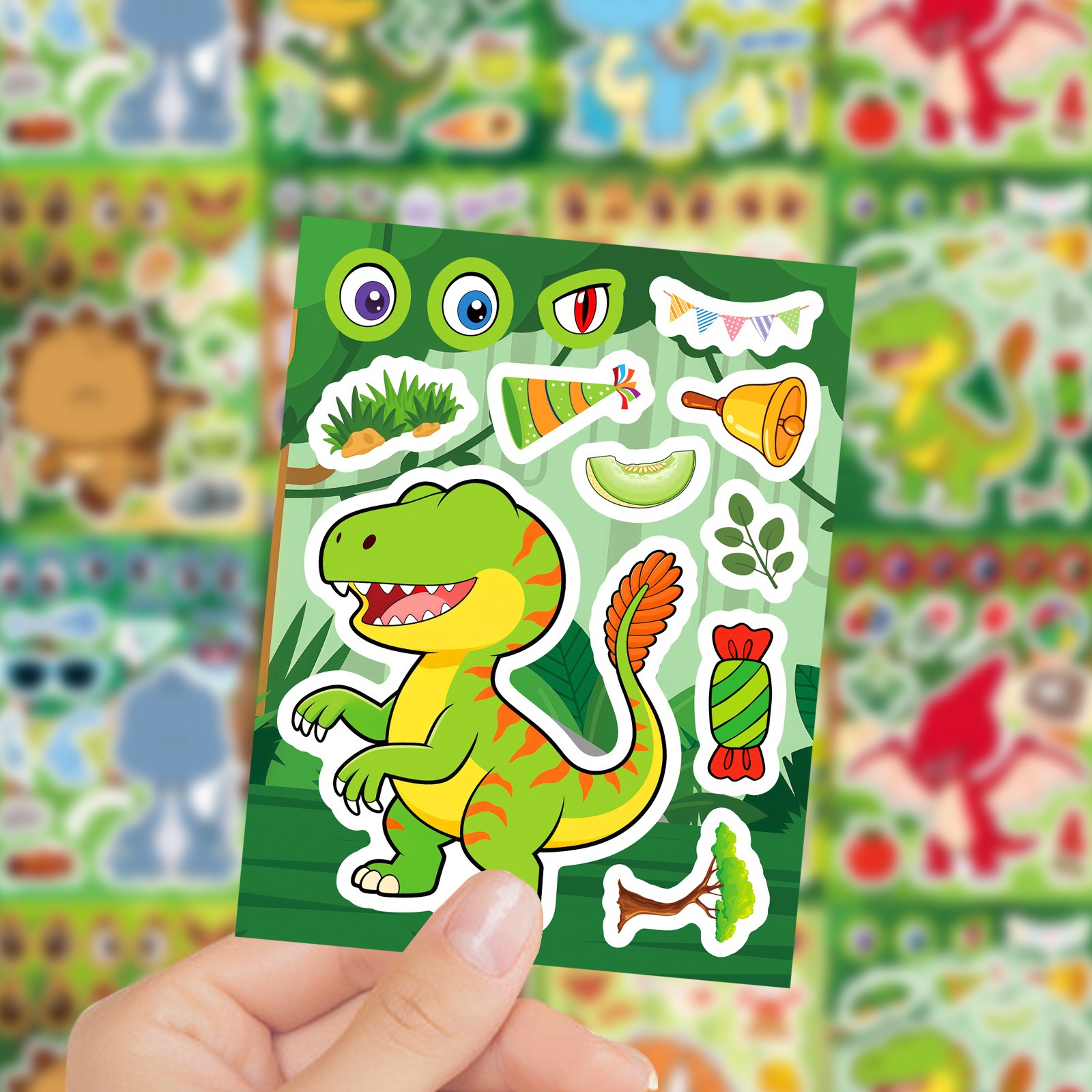 8/16Sheets DIY Make-a-Face Din - Model Kit Dinosaur recension och pris